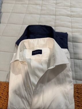 Men's White and blue Dress Shirt. See details in individual sell.